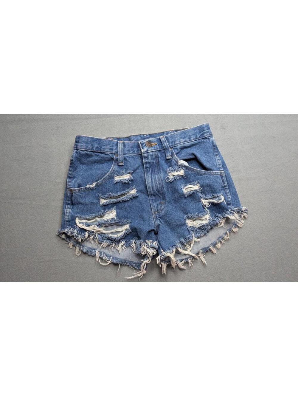 Rustler Shorts Mens 29 Blue Denim Distressed Cutoff Frayed Hem 5 Pocket Summer